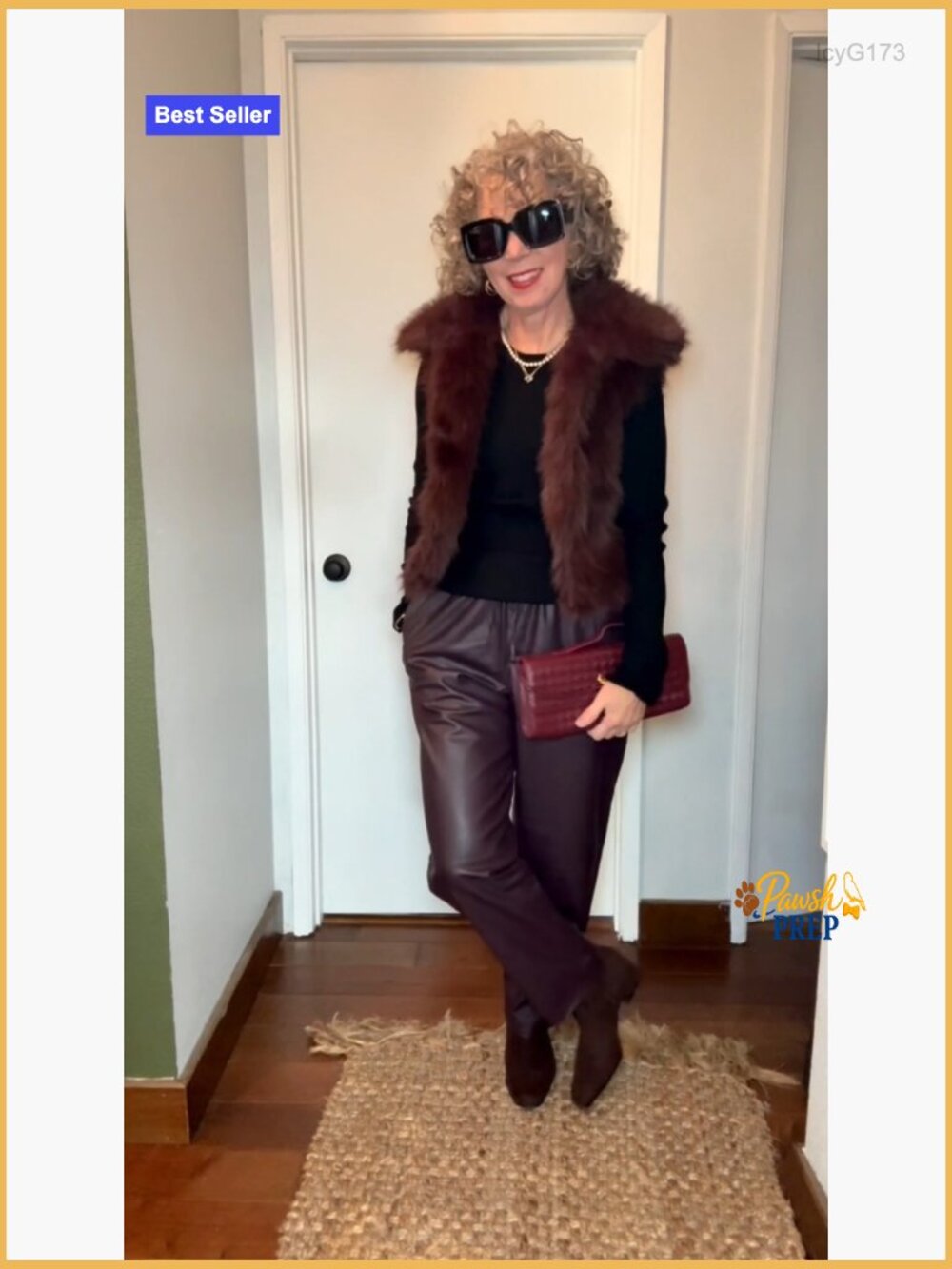 Furry Faux Fur Vest Sleeveless Lapel Collar Button Down Winter Crop Waistcoat - Picture 5 of 6